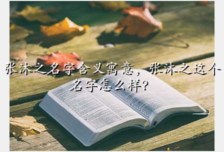 张沐之名字含义寓意,张沐之这个名字怎么样?